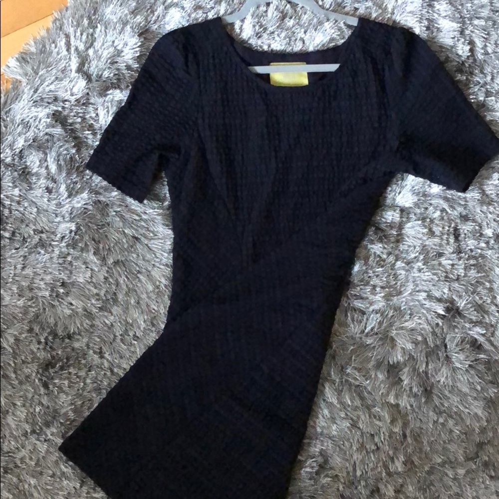 Black Anthro Short-sleeve Stretchy Black Dress